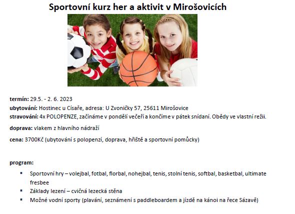 info leták Mirošovice 2023